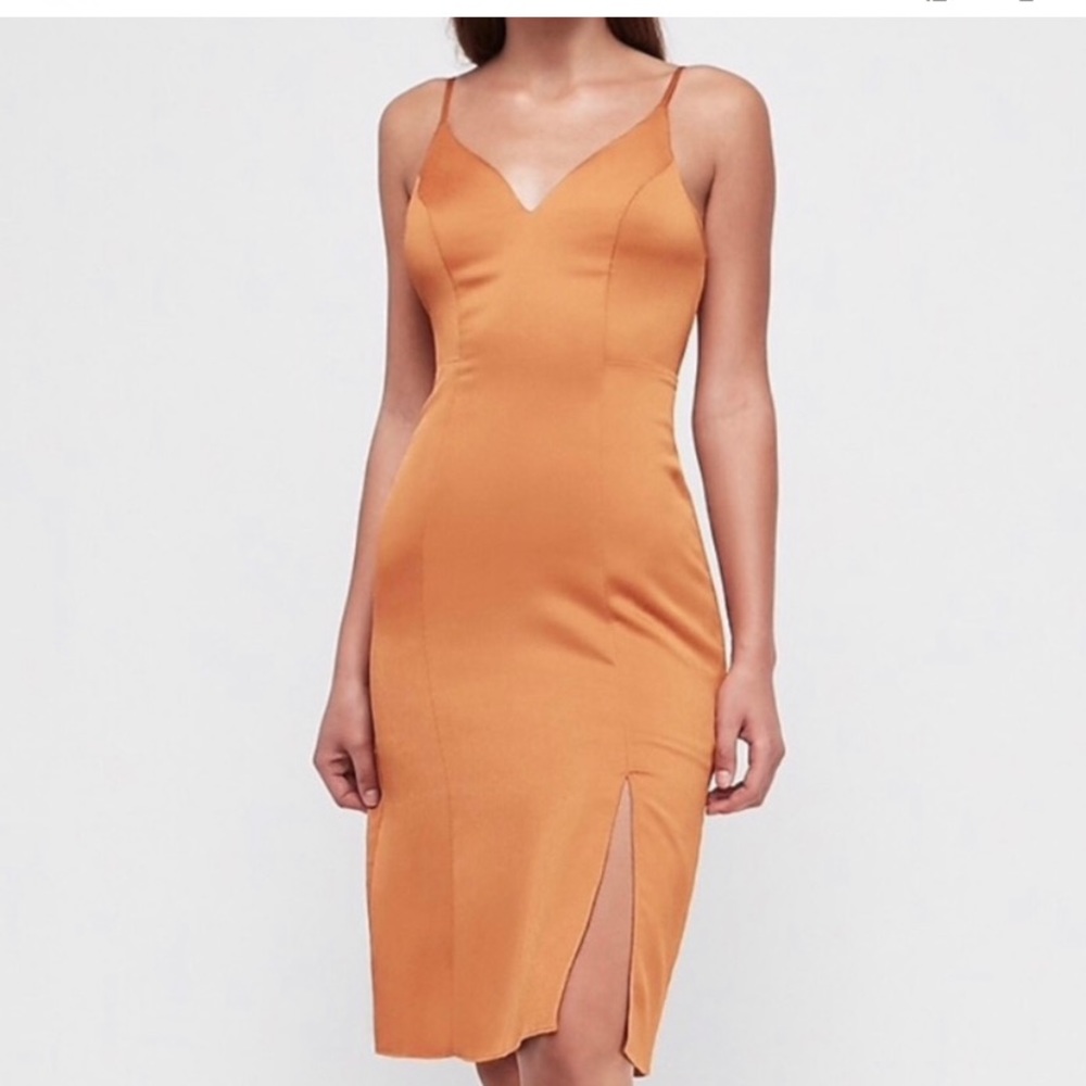 Brand new, Express Spaghetti Strap Midi Dress- Size M- Yellow Gold Color